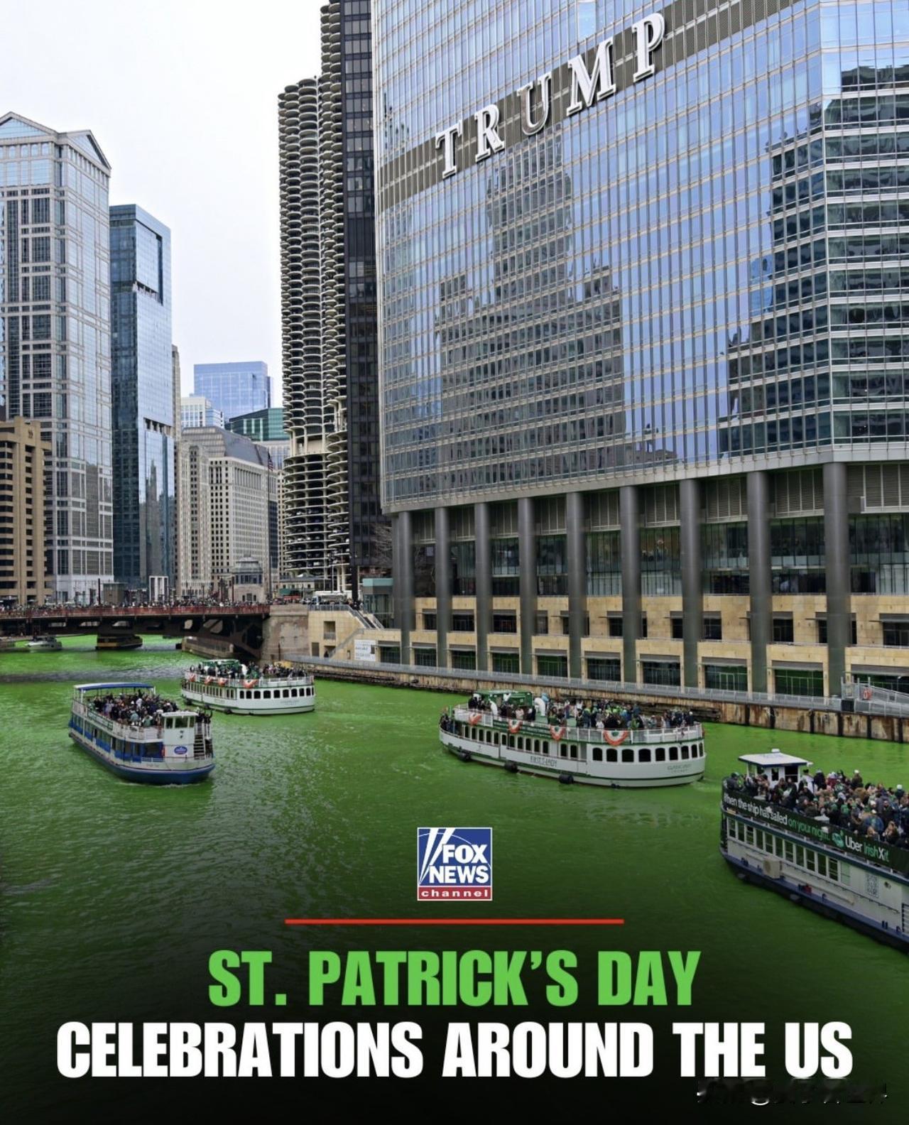 美国各地的城市正在变成一片绿色的海洋，参加一年一度的圣帕特里克节庆祝活动。
Ci