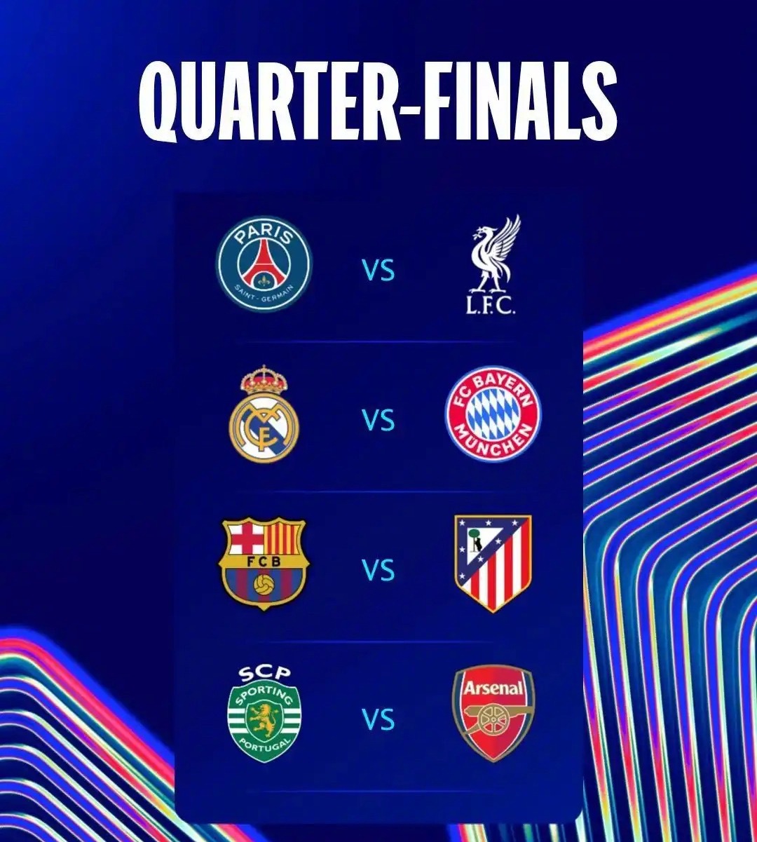 欧冠1/4决赛首回合落幕，巴萨0-2马竞、巴黎2-0利物浦、拜仁2-1皇马、阿森