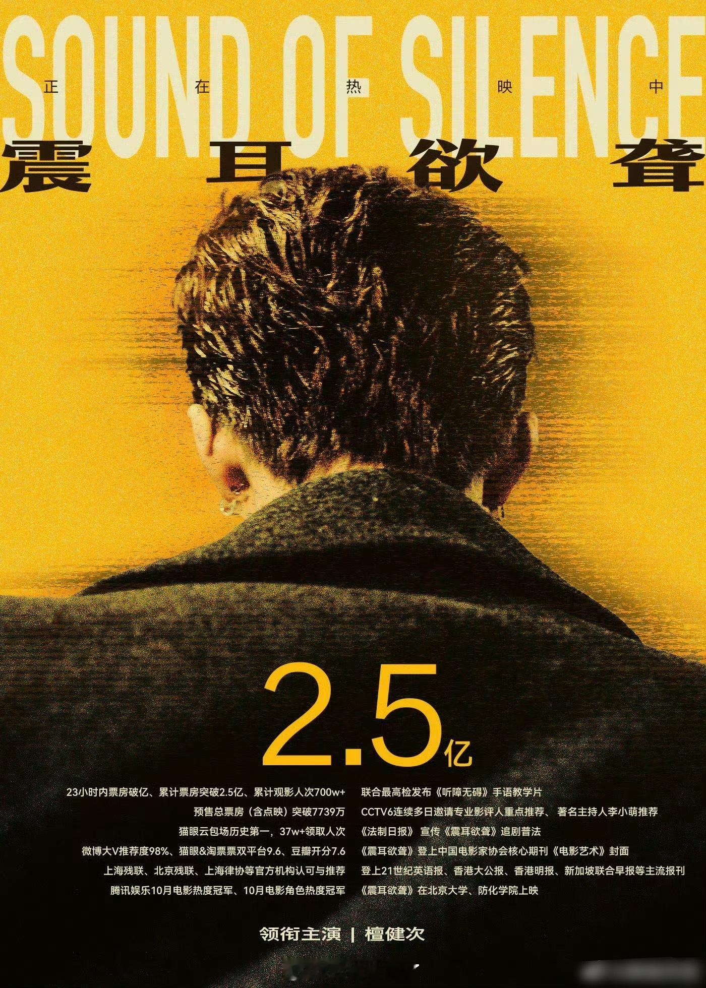 檀健次主演电影《震耳欲聋》票房破2.5亿，恭喜檀健次，继续支持离淇！ ​​​