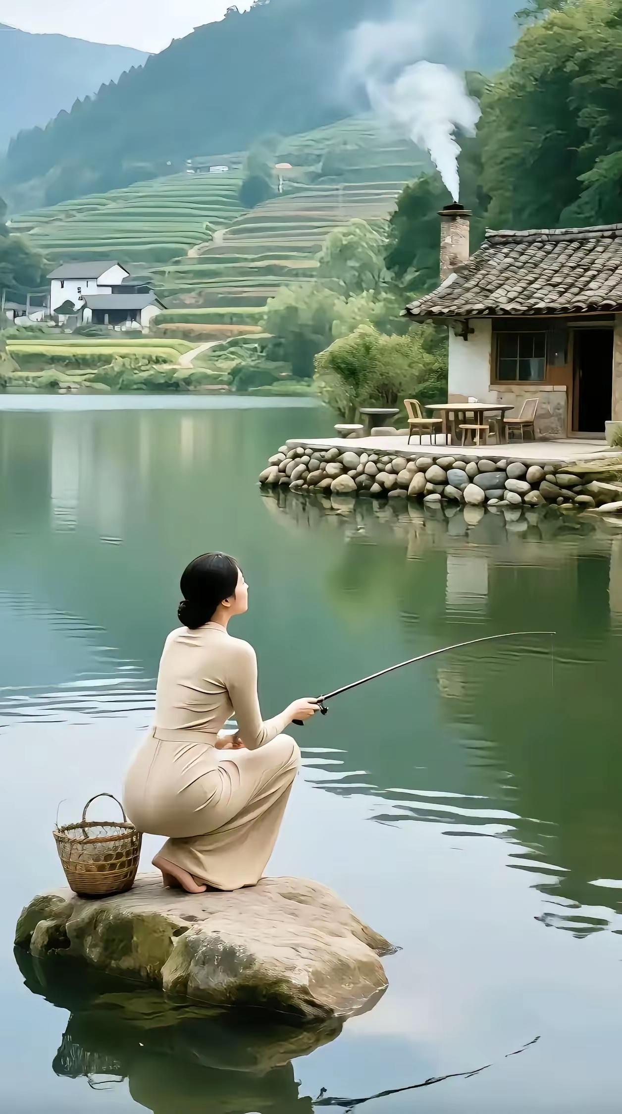 静谧湖畔，悠然垂钓，岁月静好