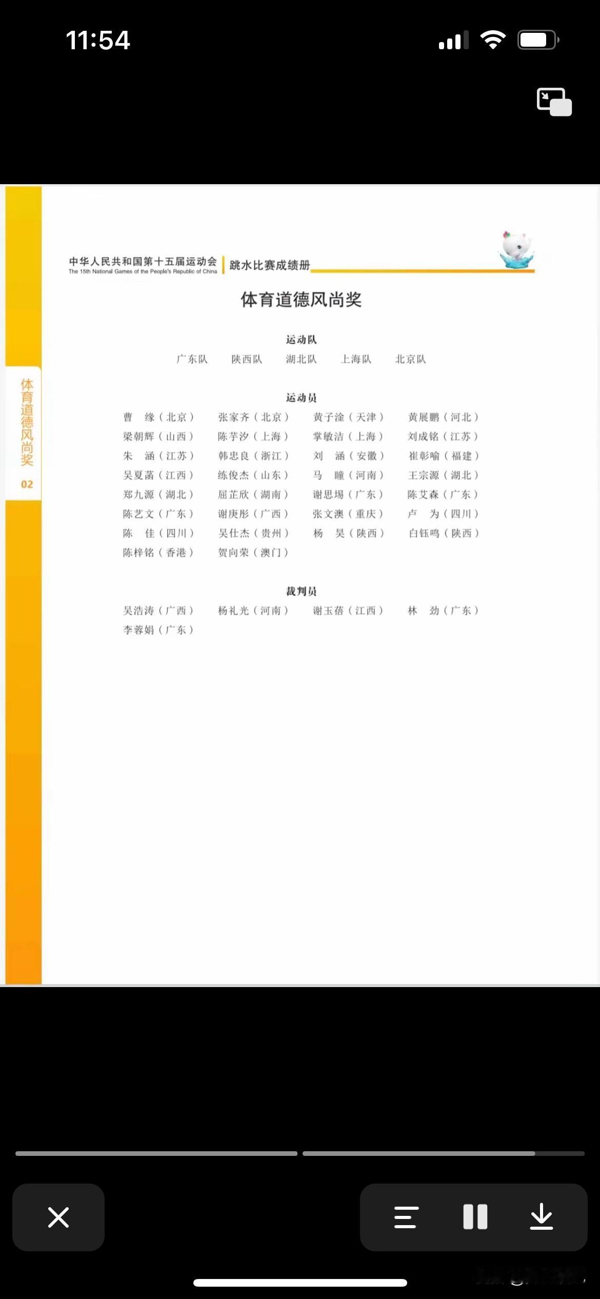 能领取这个体育道德风尚奖都是实至名归的运动员，有大家最喜欢的张家齐、陈芋汐两位奥