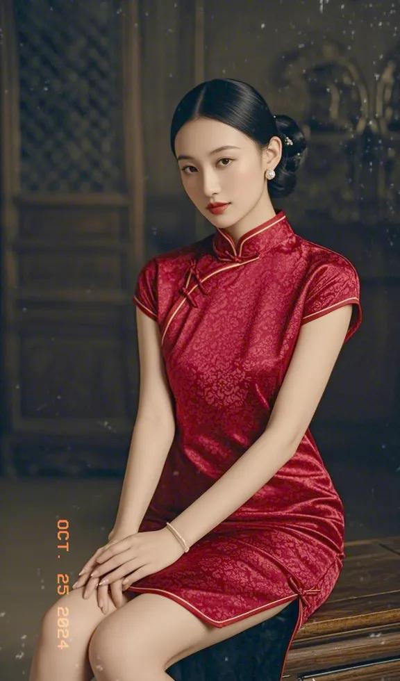穿越时空的旗袍女郎，复古优雅。