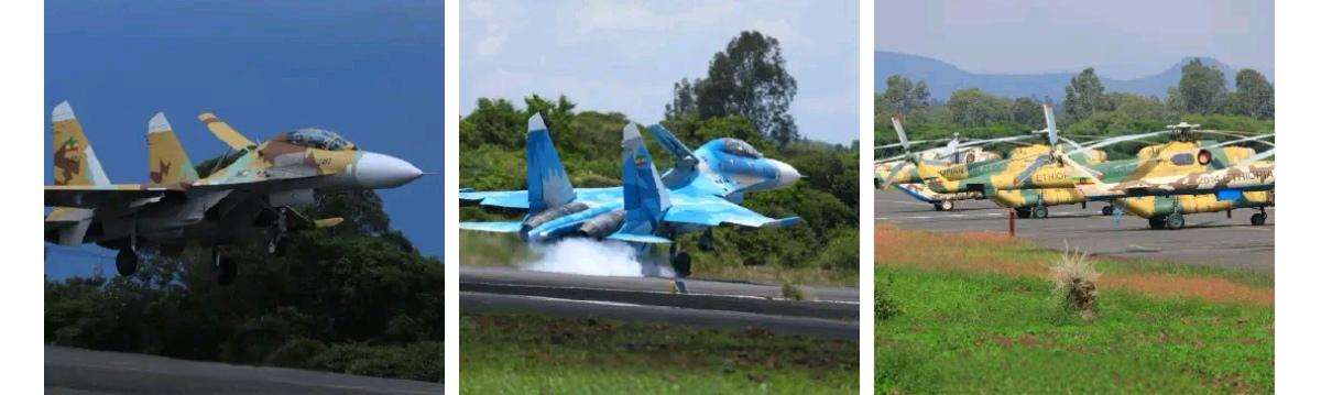 埃塞俄比亚空军的苏-30K战斗机、苏-27UB战斗机（两者是双座战斗机）和米-1