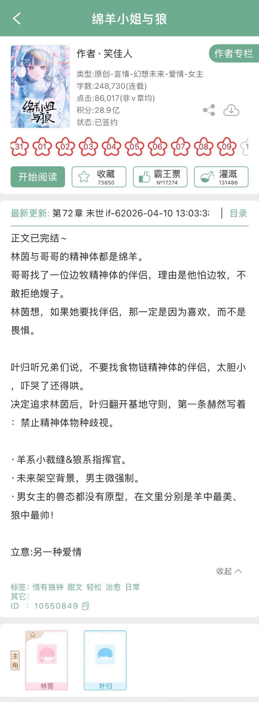 笑佳人的《绵羊小姐与狼》完结啦！未来架空背景，羊系小裁缝x狼系指挥官~不得不说笑