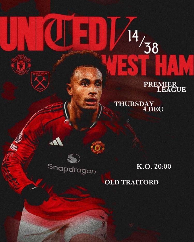 【拿下就进前五！曼联发布对阵西汉姆海报：齐尔克泽单人出镜】        北京时