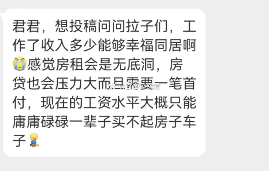 工作了收入多少能够幸福同居啊 ​​​