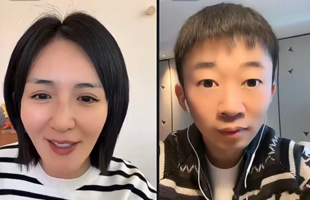 谢娜杨迪连线直播，这个美颜真的笑亖了[允悲]视觉上谢娜变老了，杨迪变年轻了[笑c