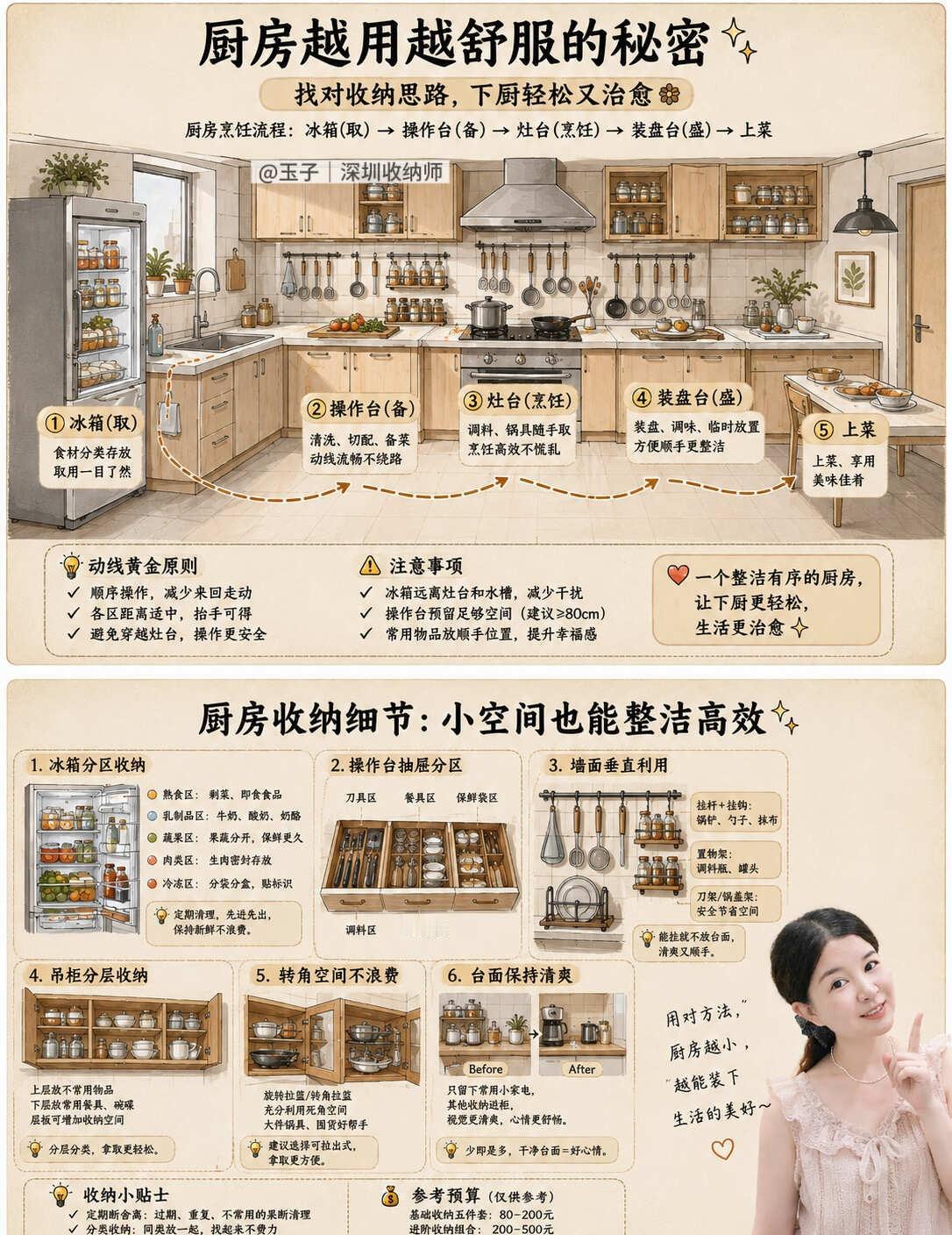 【001】厨房越用越顺手，秘密藏在这条动线上，
做了12年室内设计，转行做收纳之
