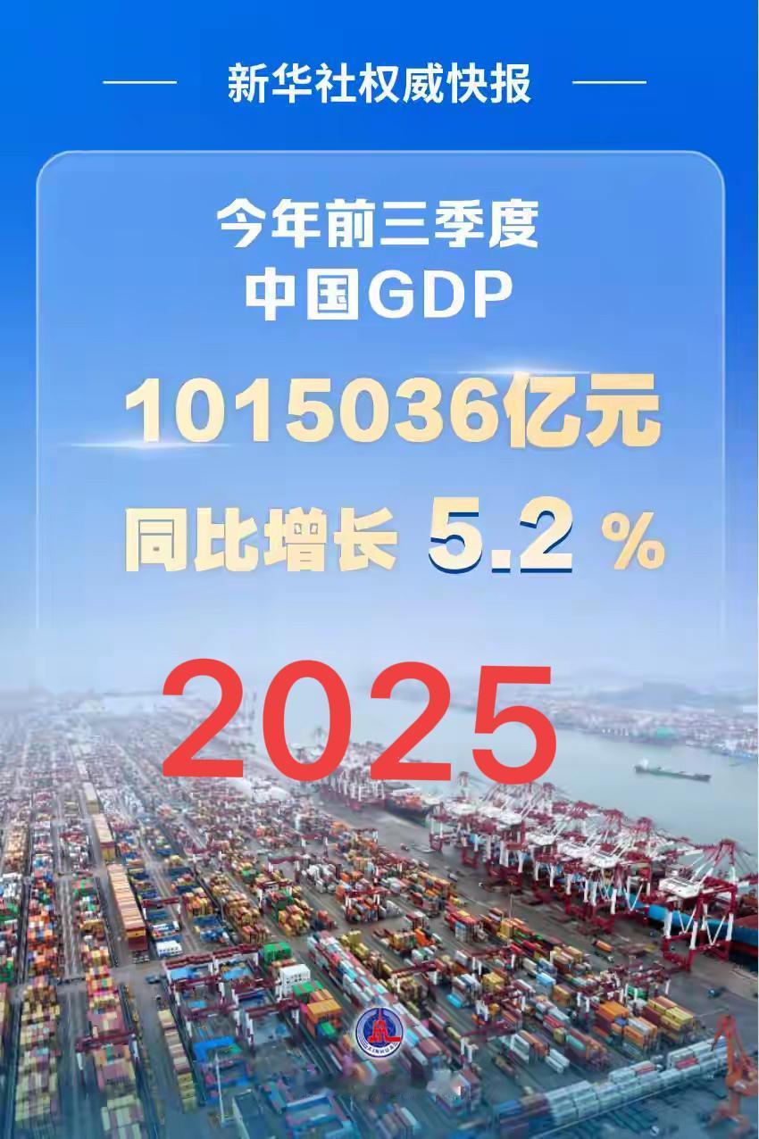 2025年前三季度gdp1015036亿元，同比增长百分之5.2。
去年同期gd