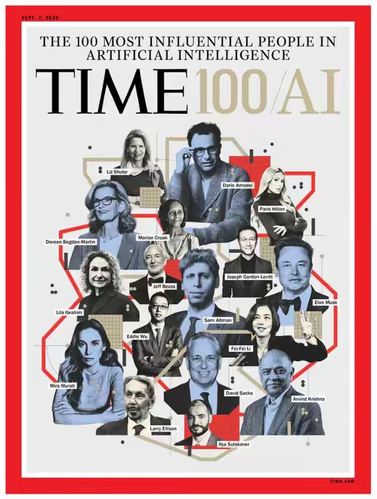 “时代”AI百大人物榜，9个中国人。

美国占大多数，中国这边9个：吴泳铭、梁汝