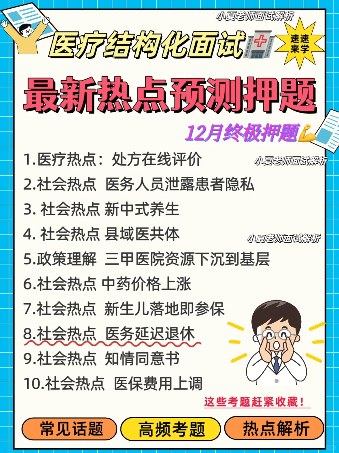 医疗结构化面试🔮12月医面必考热点，背就稳！