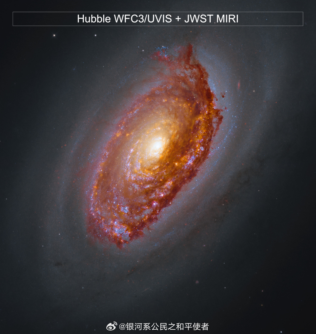 韦布眼中的 M64图源：NASA、CSA、ESA、F. Belfiore（ESO