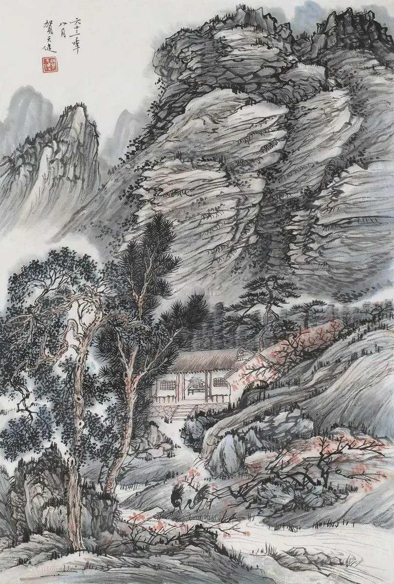 贺天健：（1891-1977年），中国现代著名中国画家、书法家。江苏无锡人。原名