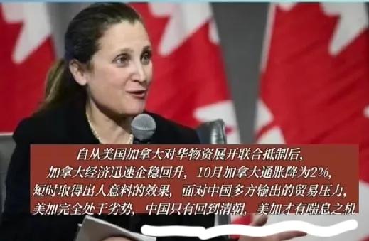 如此奇葩言论，说明美加竞争力真不行了！

加财长说：中国只有回到清朝，美加才有喘