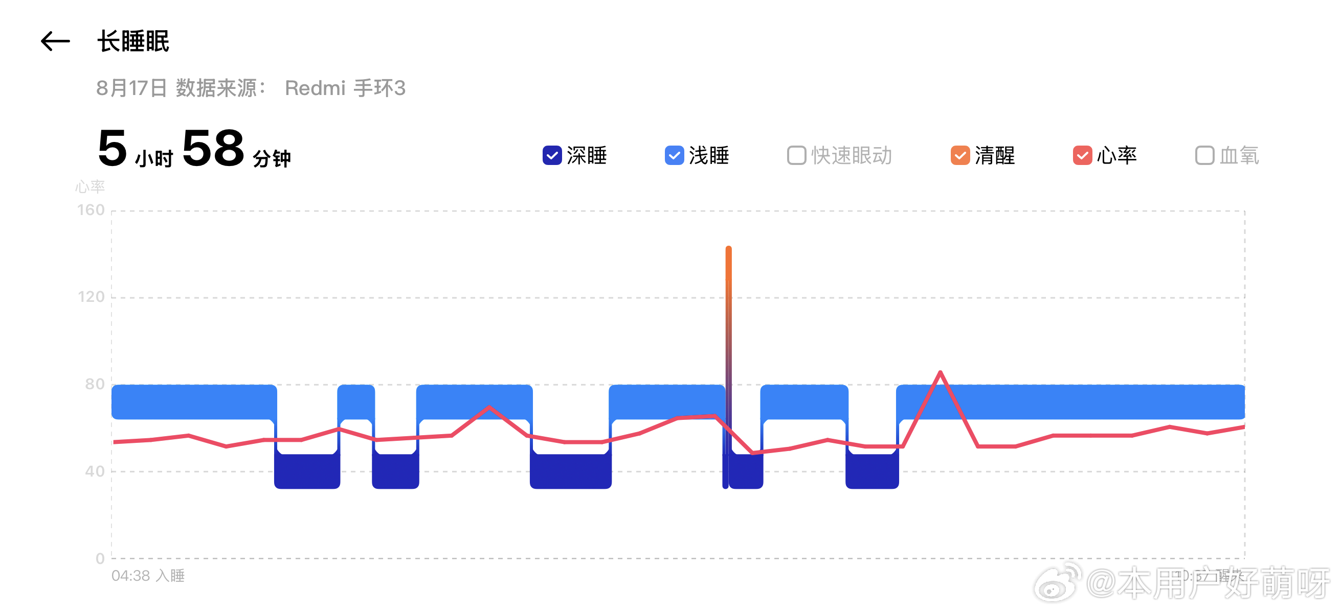 我今天第一次带这个手环睡觉 