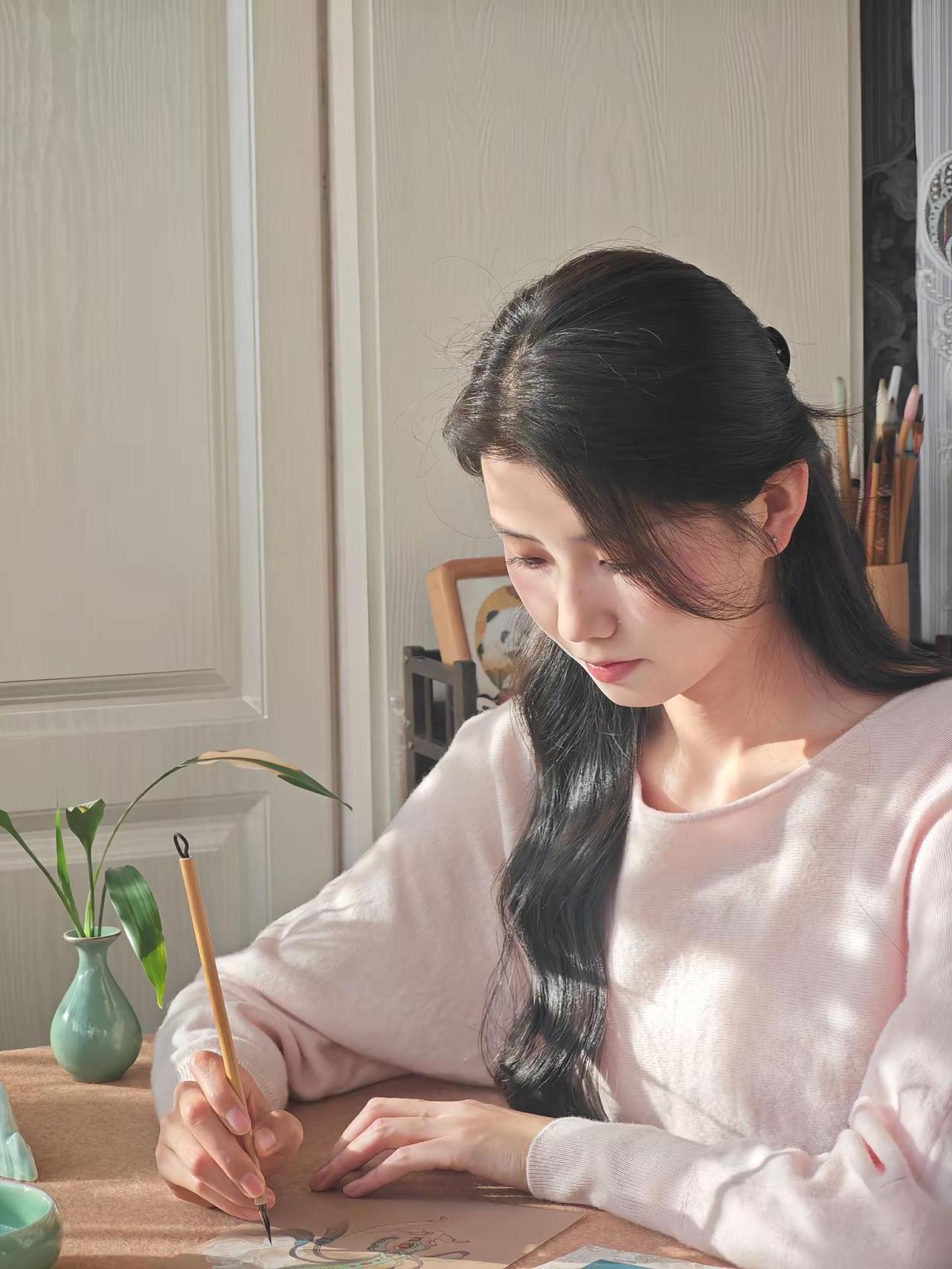 遇到难回答的问题又不说话了。工笔画国画 国风古韵 东方美学 手绘