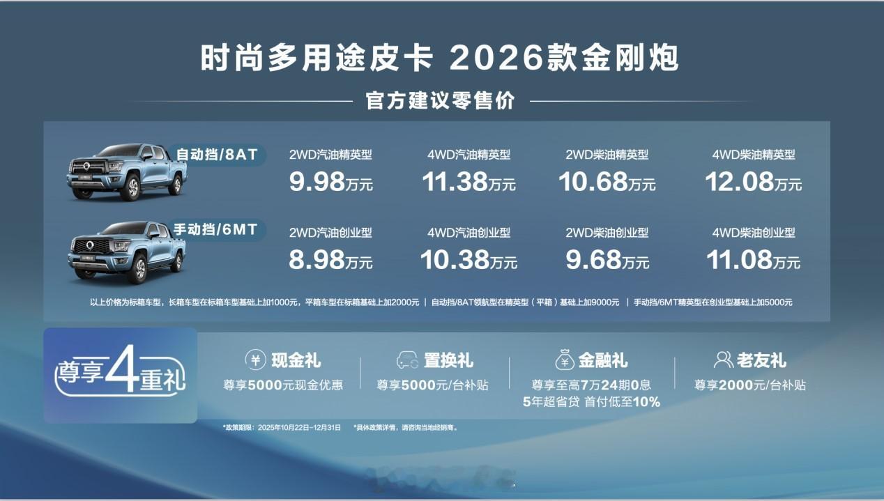 10 月 22 日，2026款金刚炮在荆门智慧工厂上市，8.98 万元起就能入手