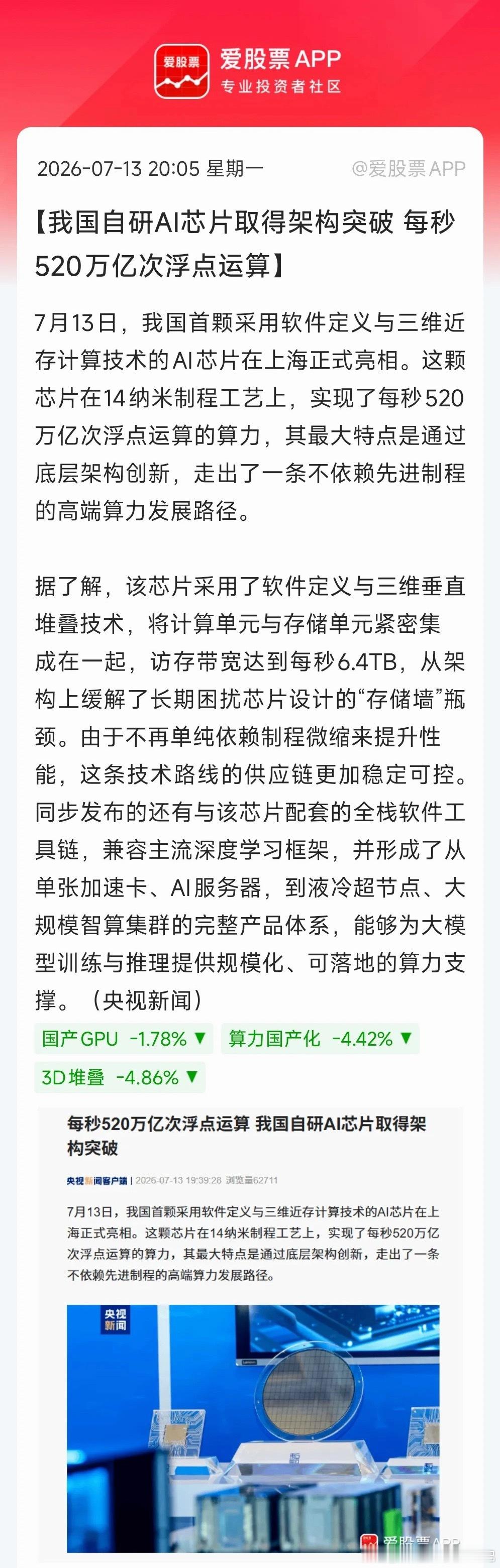 重磅架构突破！国产AI芯片换道超车，走出非摩尔定律自主路线我国全新自研AI芯片正