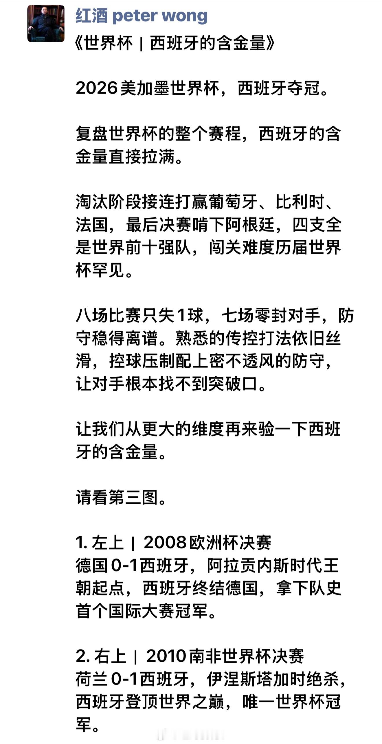 《世界杯｜西班牙的含金量》2026世界杯 ，西班牙夺冠。复盘世界杯的整个赛程，西
