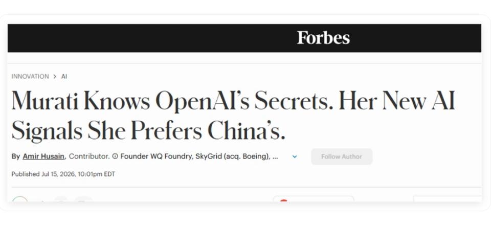 美国AI巨头公开“抄中国作业”，美媒破防了：双标玩不转了？

OpenAI前CT