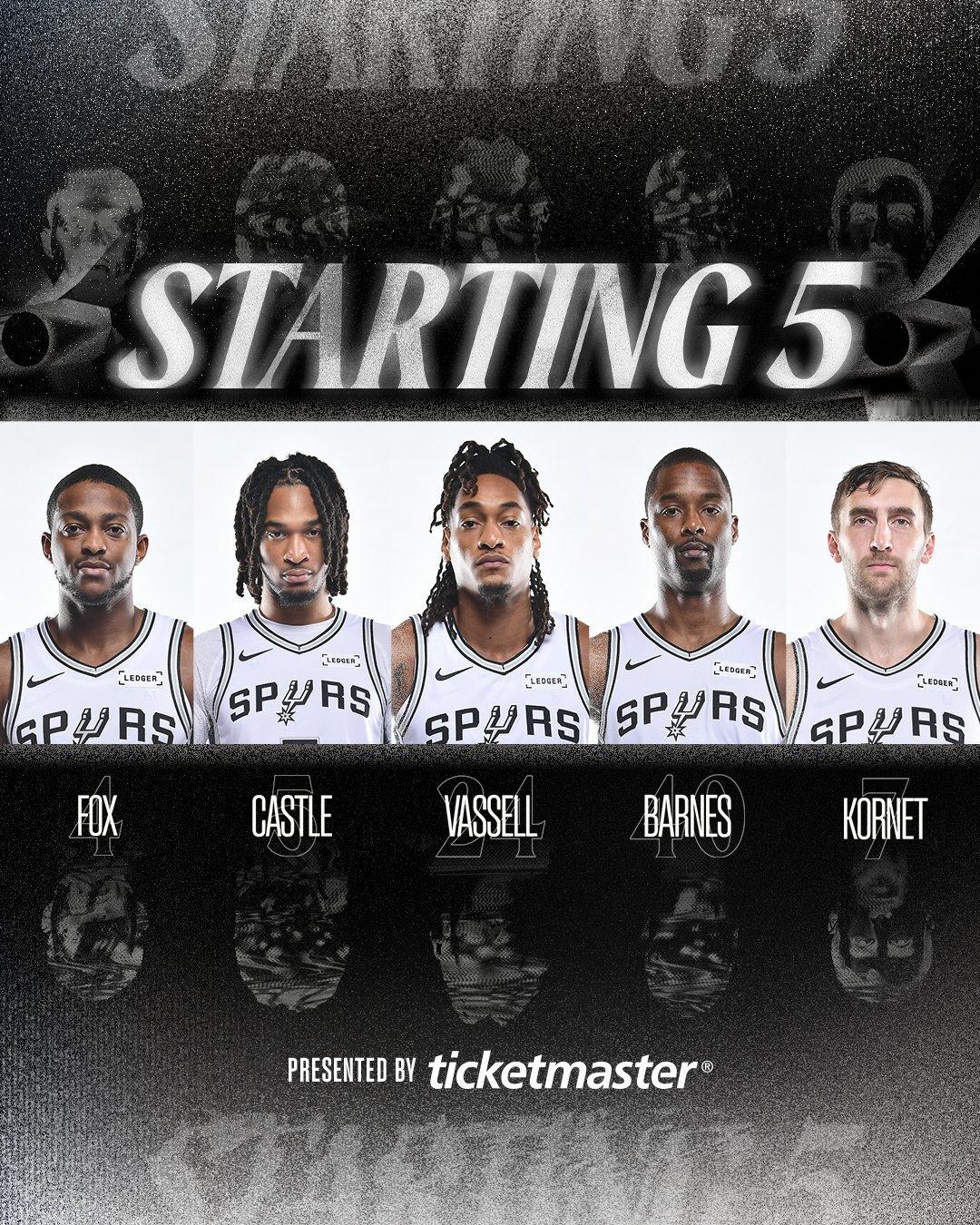 两队首发都不变马刺过去7连胜都是这套首发，本赛季共计8-0雷霆赛季第4次拥有这套