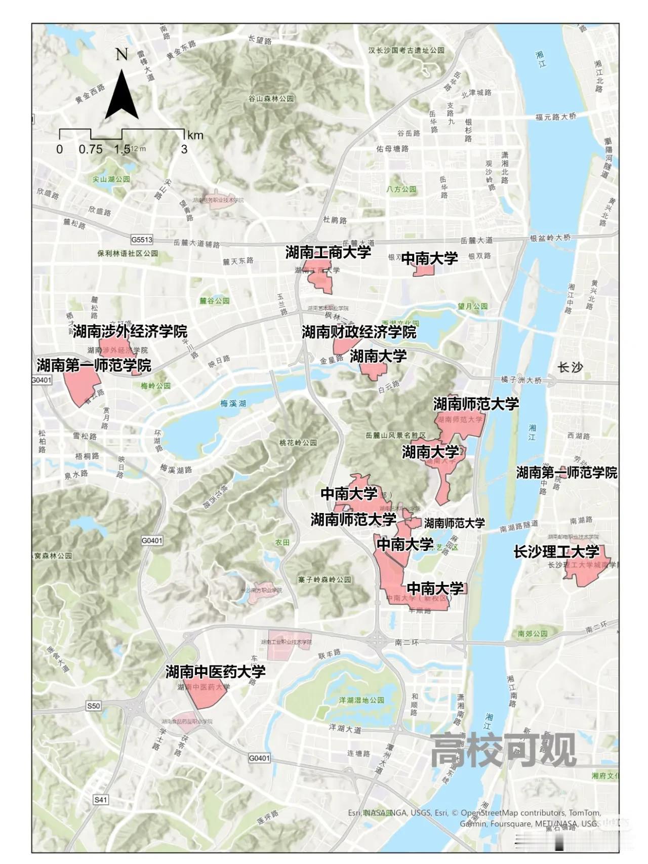 湖南高校最多的板块在这里！
在长沙河西特别是岳麓山下聚集了多家湖南顶级高校，包括