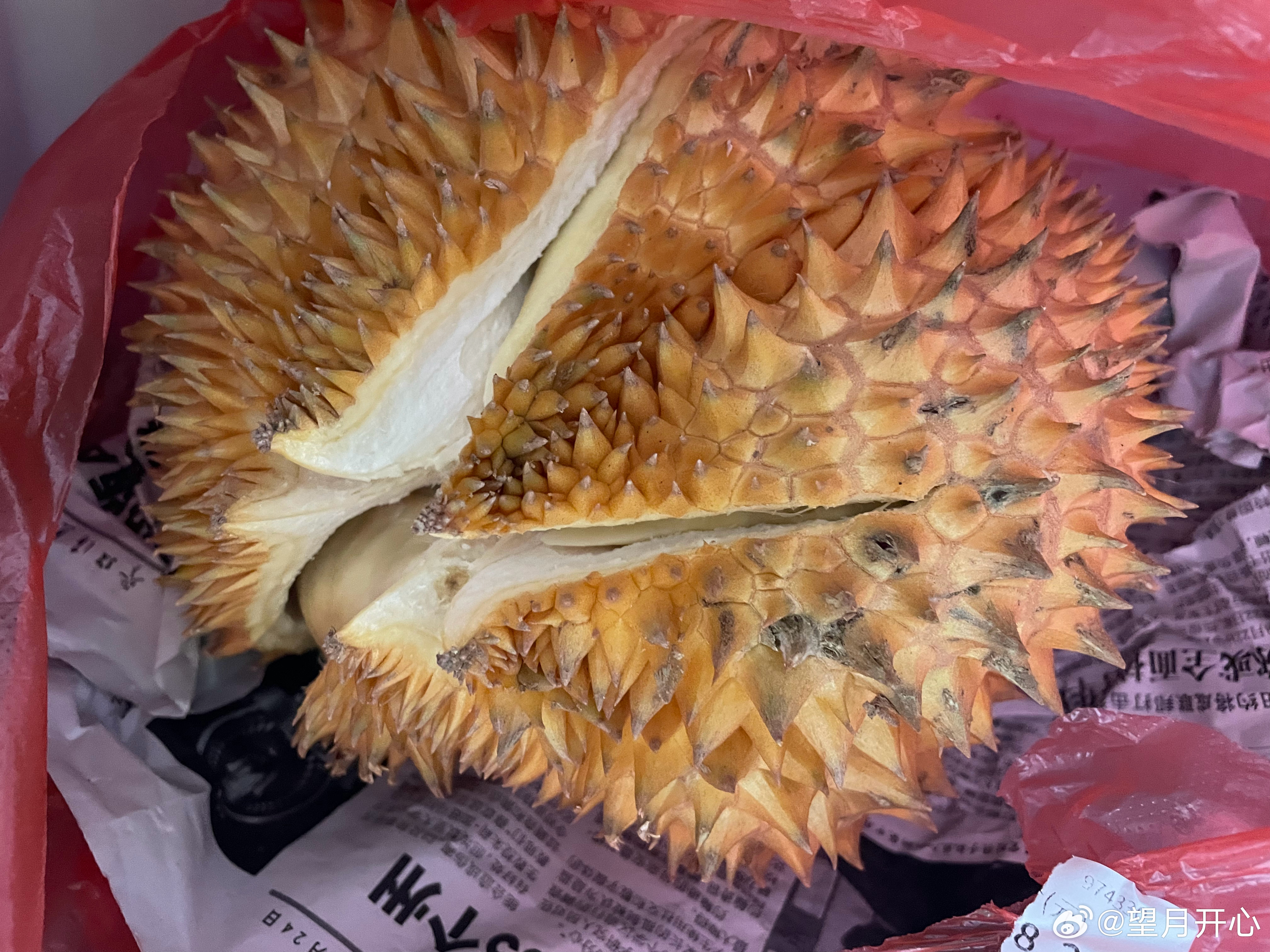 榴莲自己开了放了好几天总算开了 