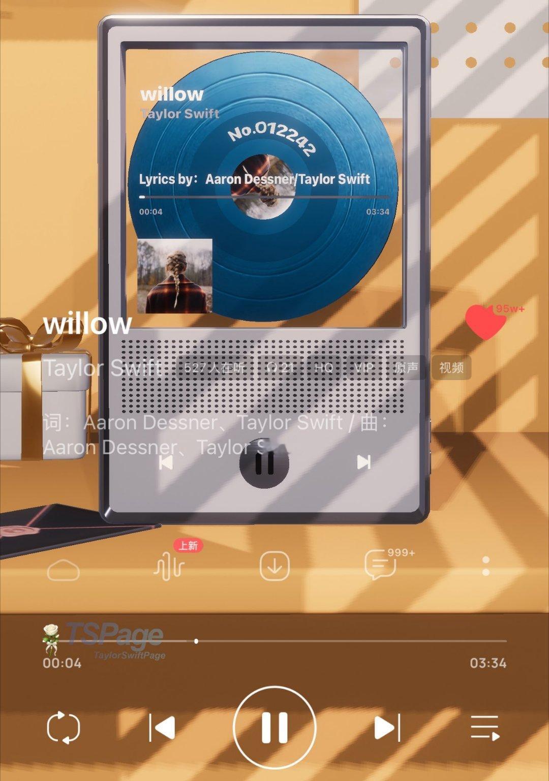 哇好浪漫！！！📲  QQ 音乐将 Taylor Swift 的 12 首歌曲播