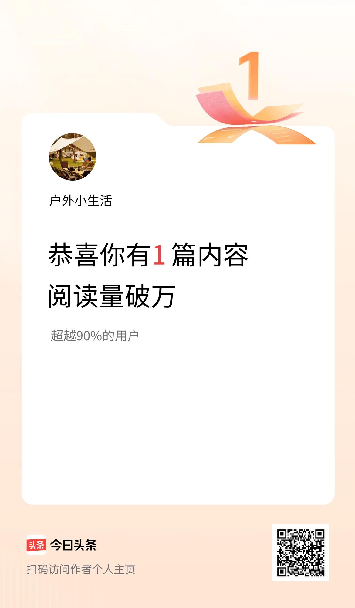 我在头条有1篇内容阅读破万了！