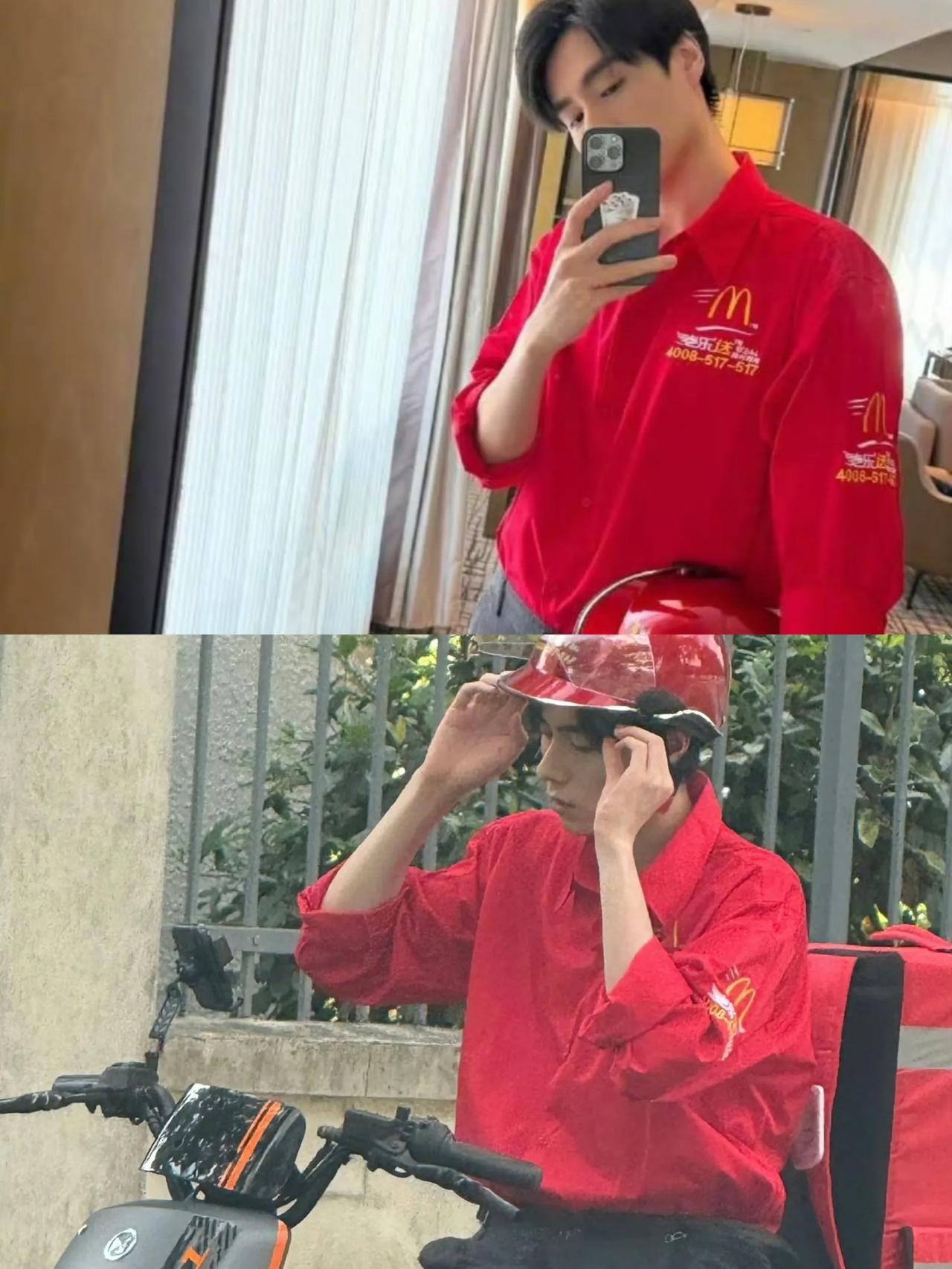 这是假的吧！
前几天听说胡一天没戏拍转行了，今天就刷到他去送外賣的消息……

他