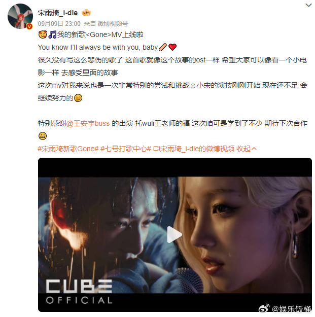 宋雨琦特别感谢王安宇的出演宋雨琦：“托wuli王老师的福 这次咱可是学到了不少 