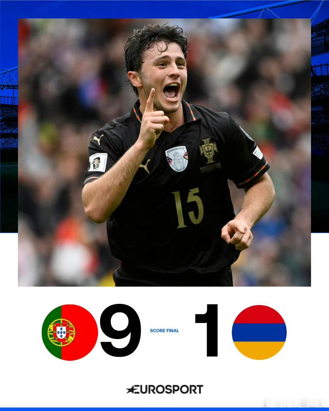 亚美尼亚进了一球后，彻底激怒了葡萄牙，一顿8-0，最终9-1暴虐对手！这是没有c