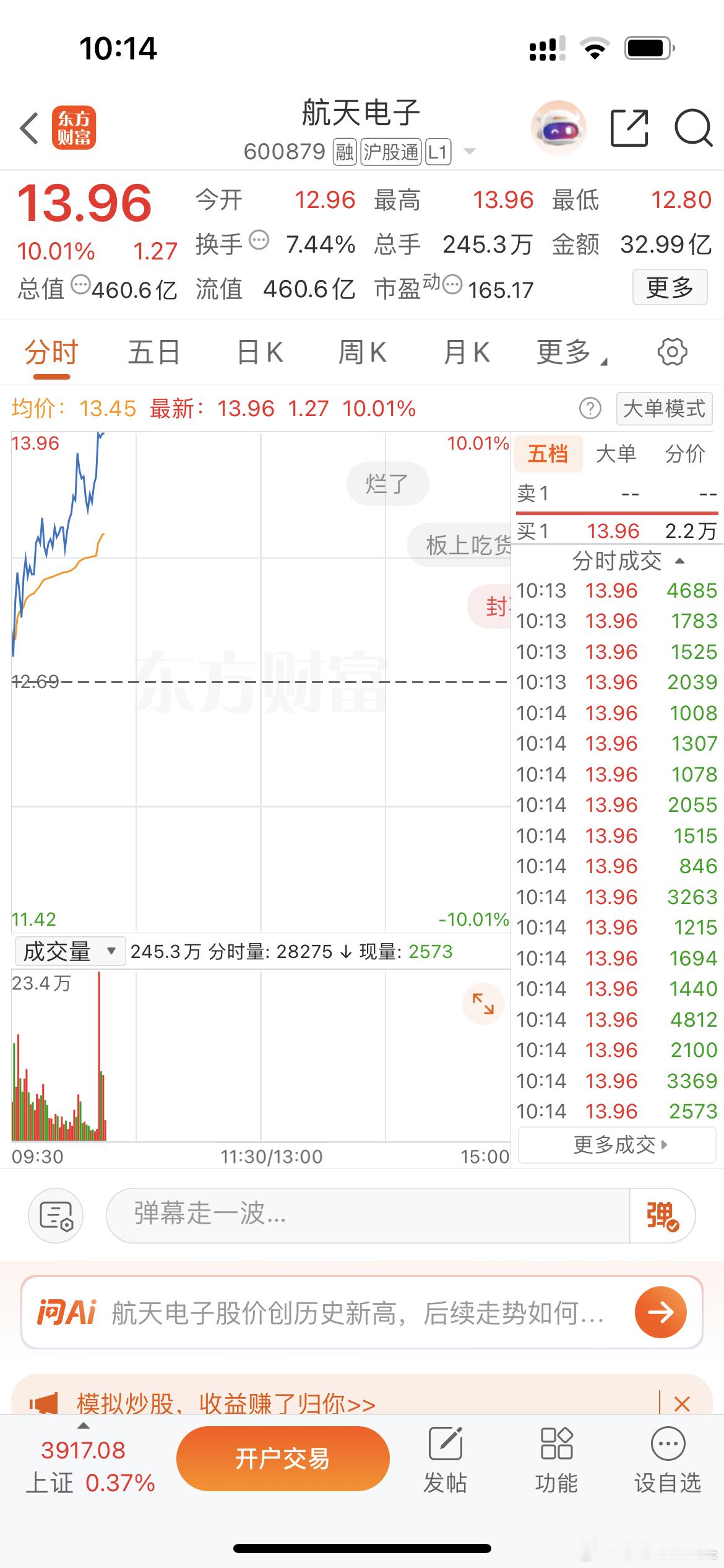 航天电子虽然封单少，但是也是够强了，莎莎不是无缘无故给大家发微博的在车上的给莎莎