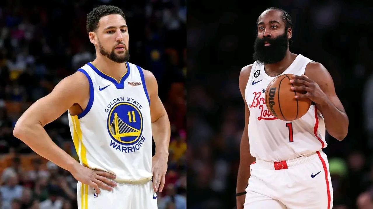 NBA昔日最强的两位得分后卫，哈登、克莱-汤普森4项数据对比，看了之后心里五味杂