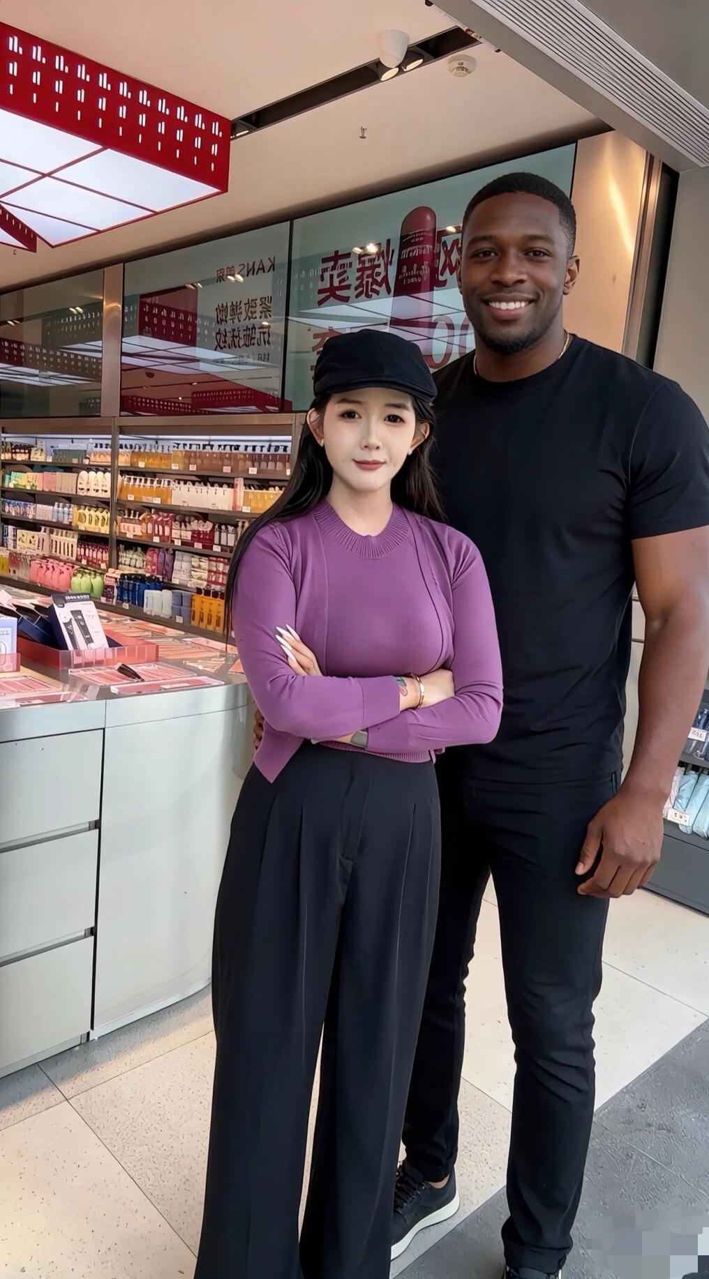 有一位中国女子晒出她和她的黑人男朋友的情侣自拍照，并自豪表示，她终于找到了爱情和