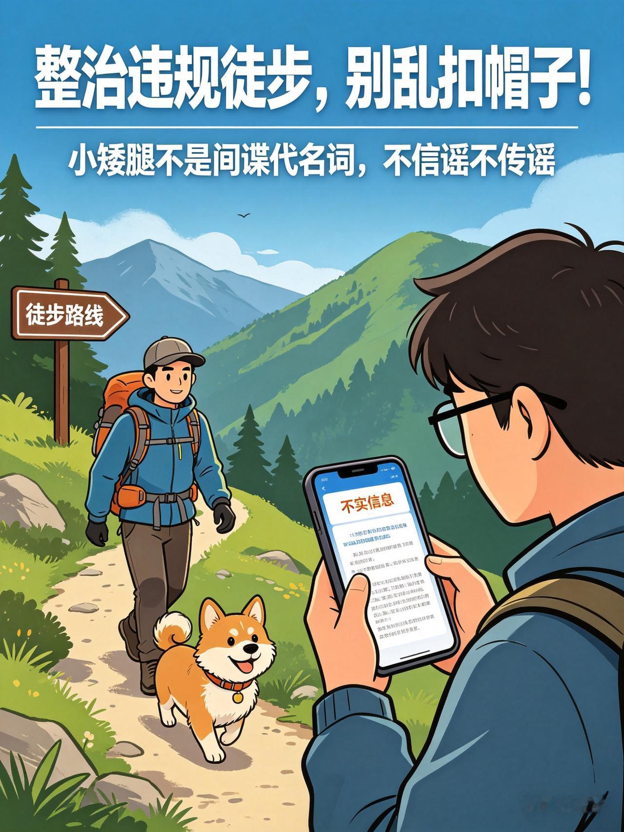 整治违规徒步别乱扣帽子！“小矮腿”不是间谍代名词，不信谣不传谣
 
最近整治违规