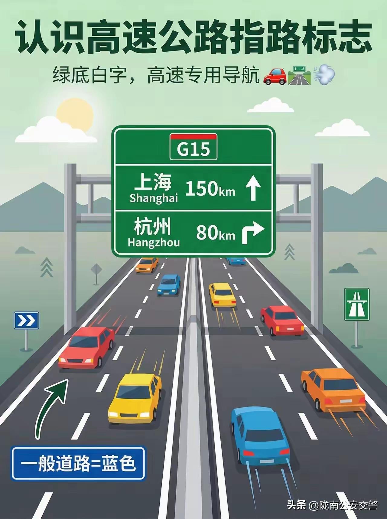 花三分钟学完高速公路标识，以后下高速提前规划好变道，尽量避免错过高速出口，强行变