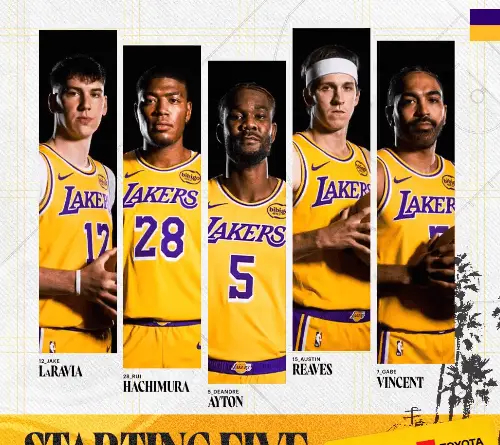 今日首发：拉拉维亚、八村、艾顿、里夫斯以及文森特！湖人vs凯尔特人