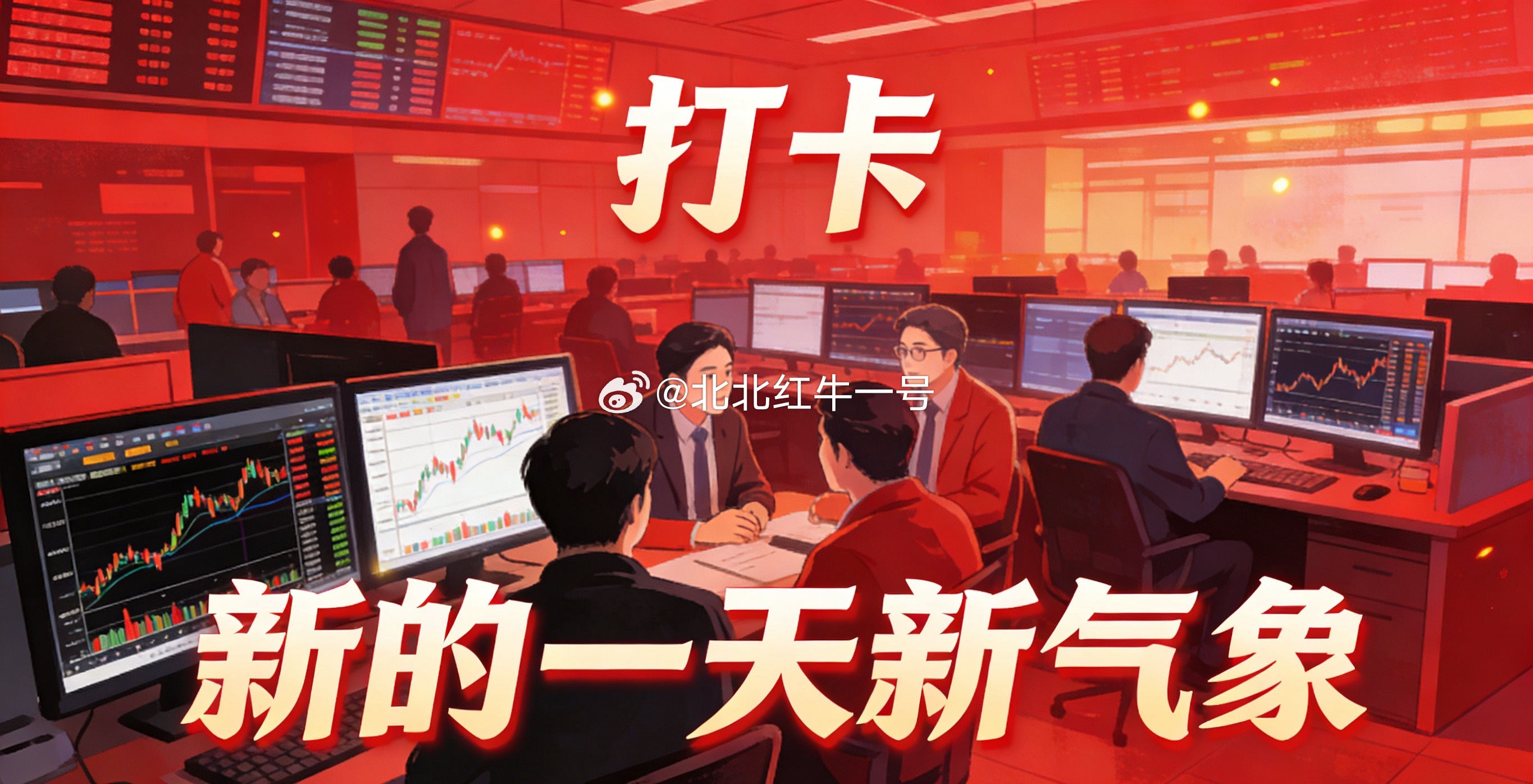 马上开盘！上班打卡啦！新的一天新气象，报到的家人扣178，祝咱们今天全线飘红，收