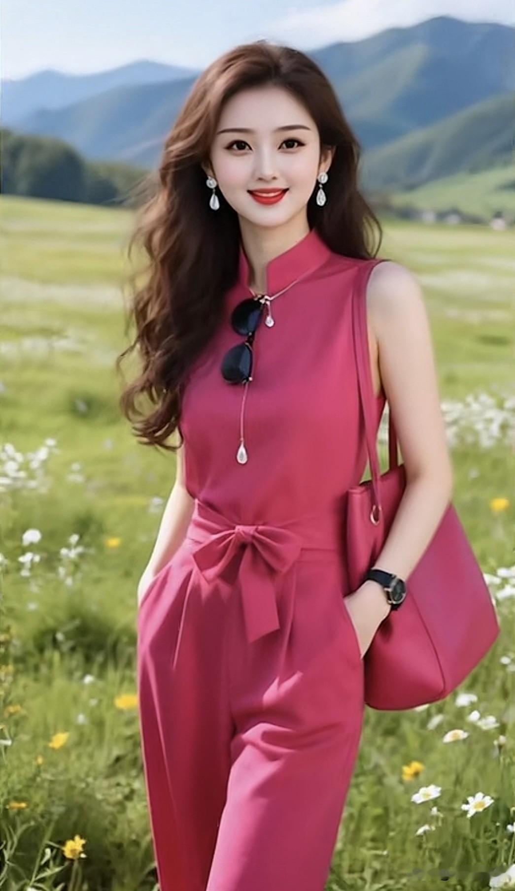 粉色连衣裙搭配大草帽，清新自然，尽显夏日风情！🌸👗🌞紫色碎花裙搭配 紫色碎