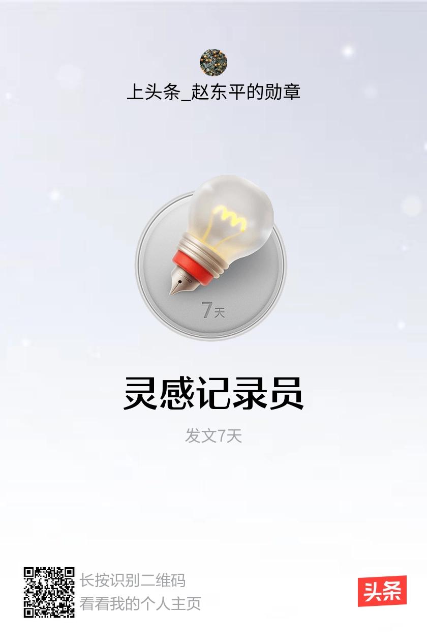 我获得了【灵感记录员】勋章！邀请你一起集头条勋章、记创作之路！