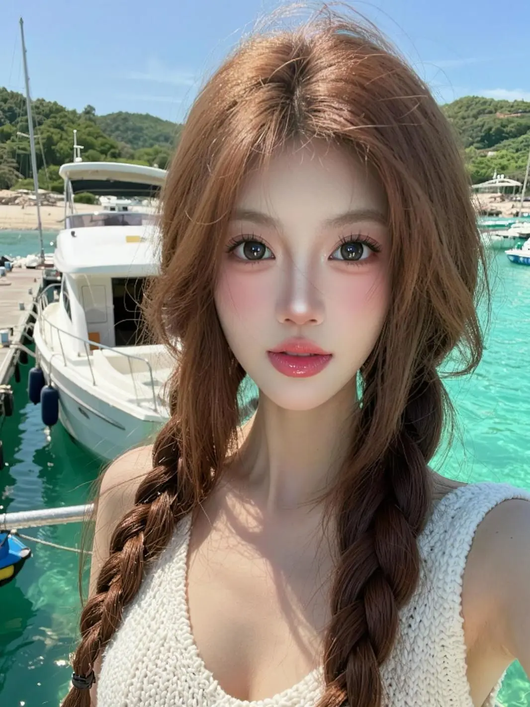 AI海滨自拍风 ai创作