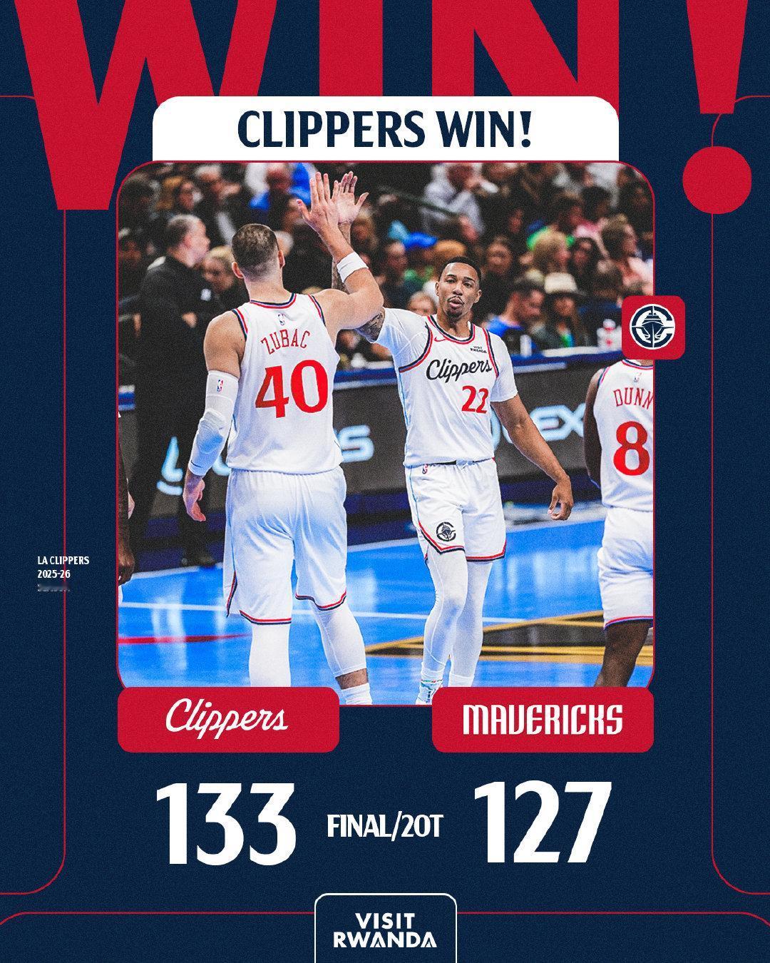 快船终于赢了！
在经过两个加时以后，快船终于赢了这场和独行侠的“天王沟”。别说场