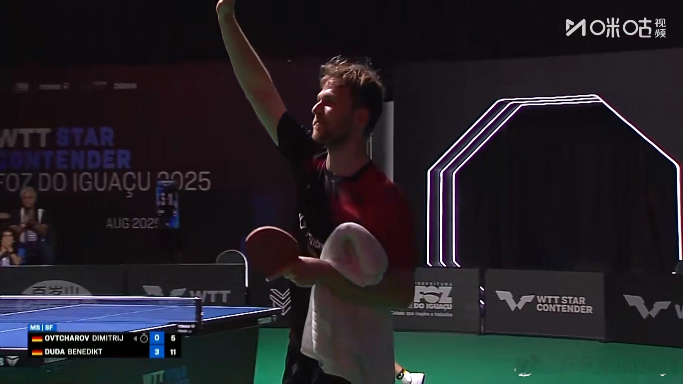 杜达3比0奥恰洛夫(11-7，11-4，11-5)晋级wtt球星挑战赛伊瓜苏站2