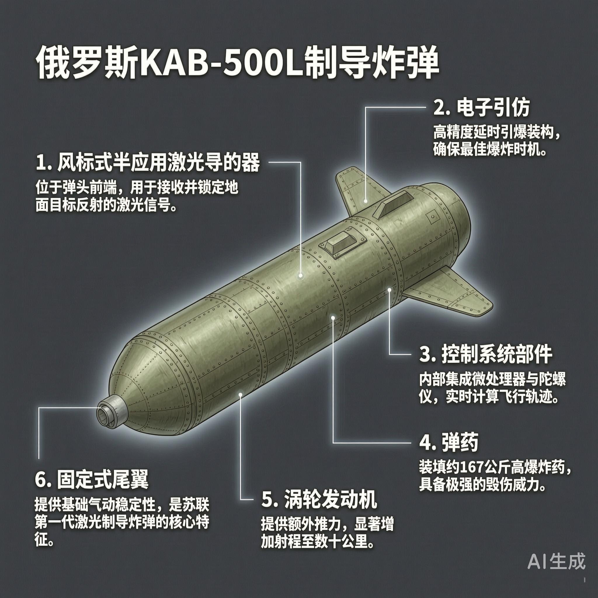 军事ai新视野 俄罗斯KAB-500L制导炸弹KAB-500L制导炸弹是苏联于2