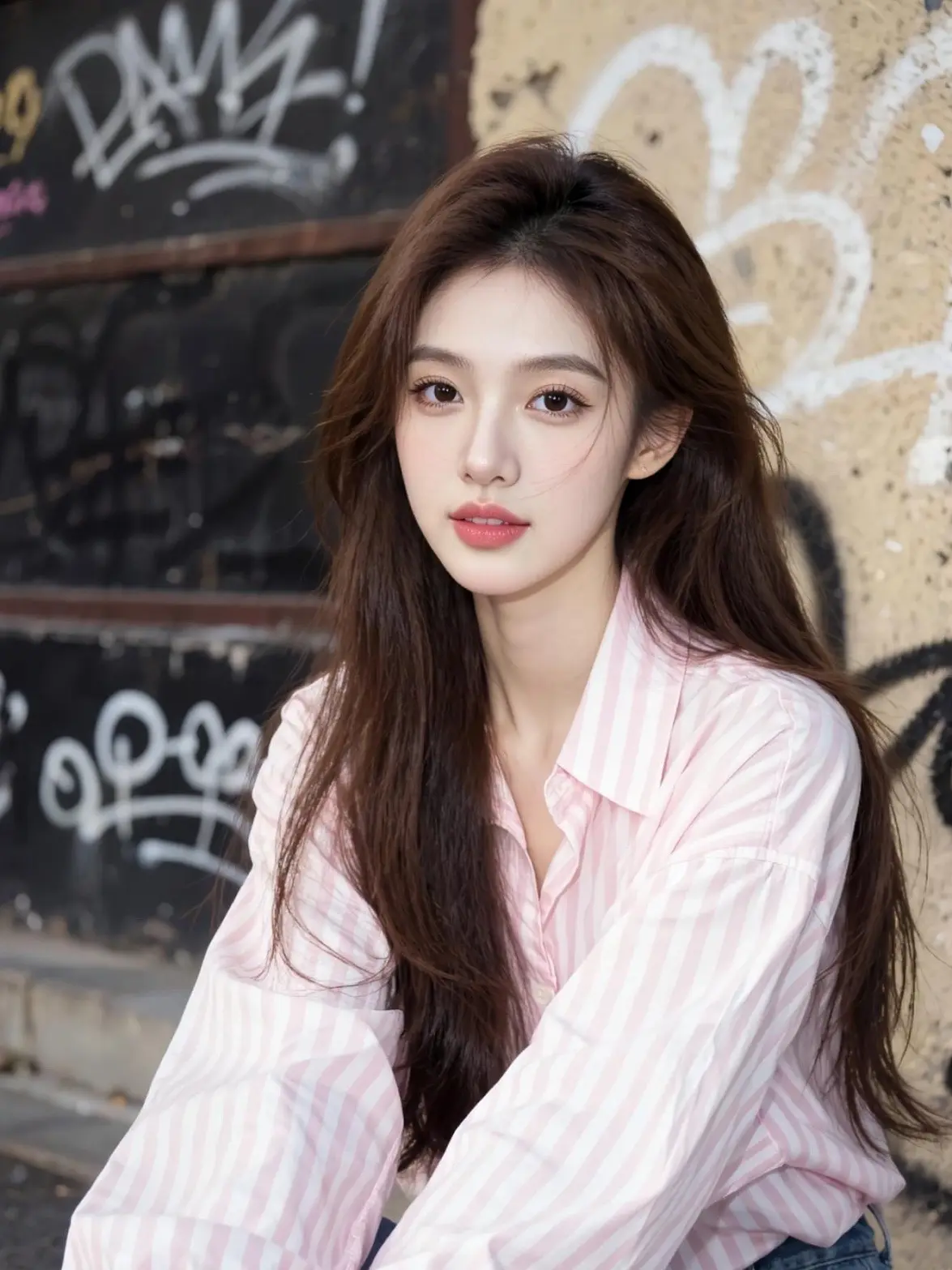 AI条纹衬衫写真 随变ai随便玩 ai创作 用ai创作打开春天 随变一拍都很夯