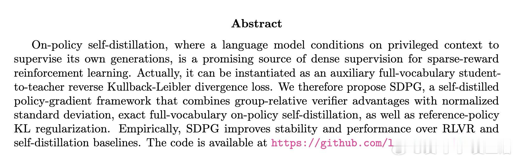 [LG]《Self-Distilled Policy Gradient》Y Li