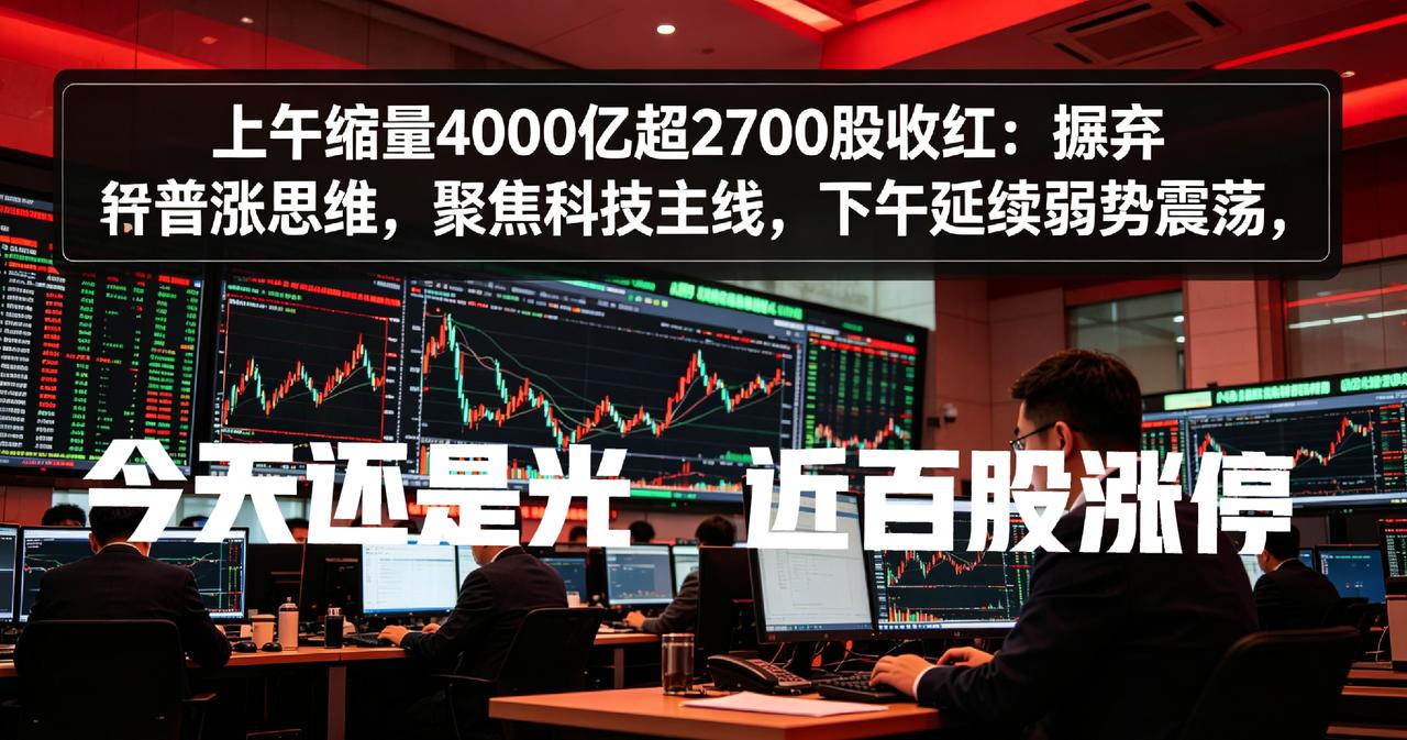 上午缩量4000亿超2700股收红：摒弃普涨思维，聚焦科技主线，下午延续弱势震荡