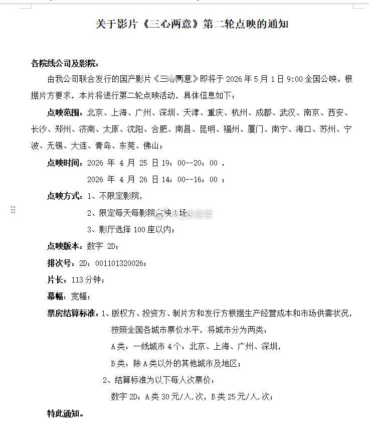 电影三心两意 第二轮点映来了张艺凡电影三心两意
