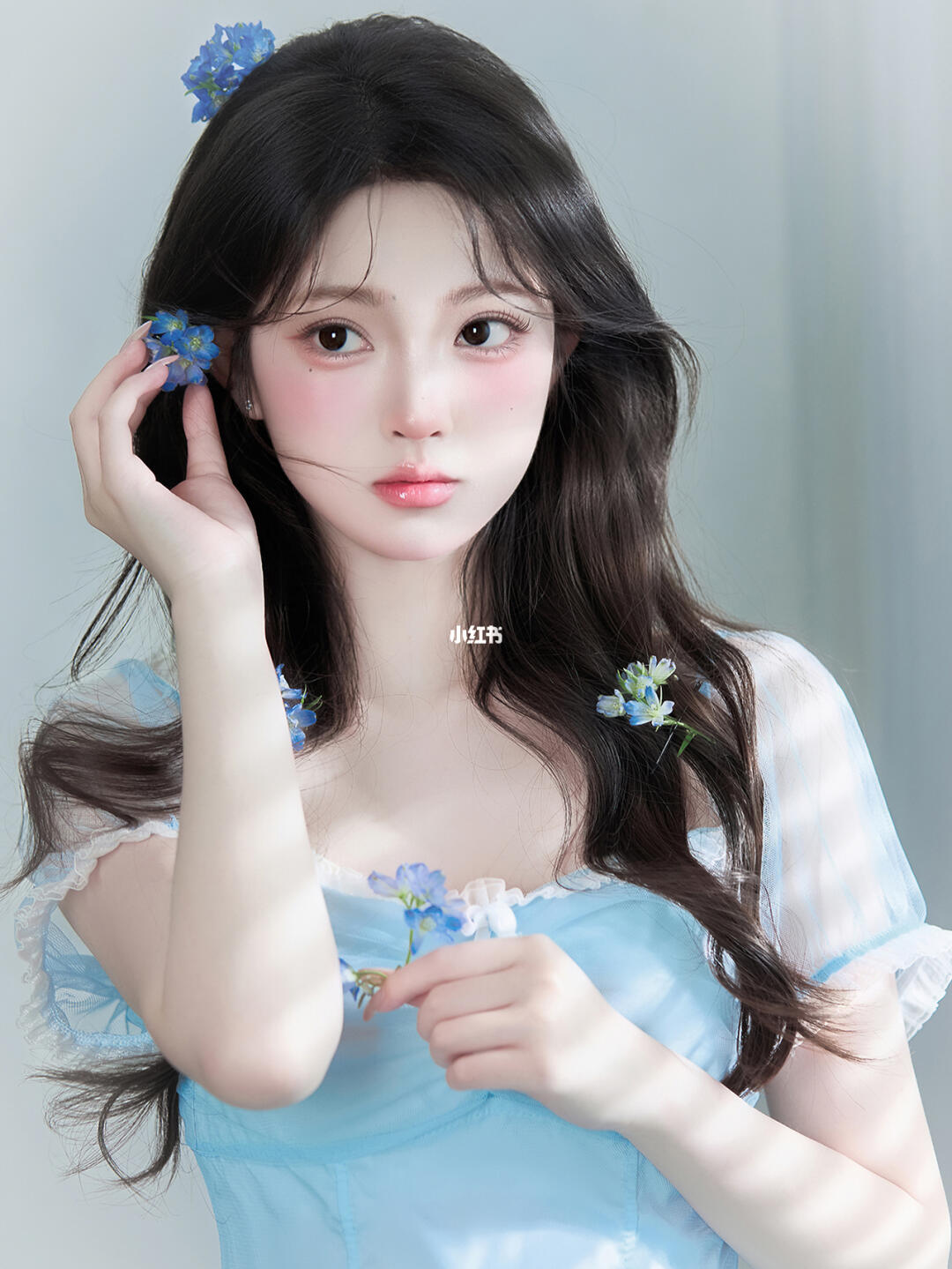 蓝色系🌾清新甜美的少女写真